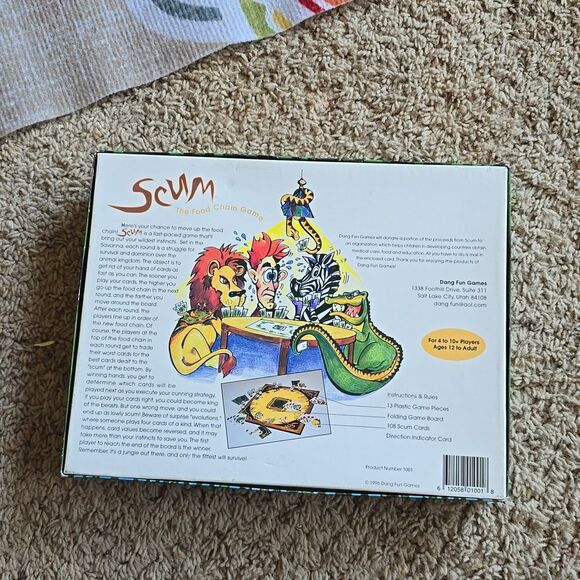 vtg SCUM The Food Chain Card Board Game 1996 / Dang Fun Games) Rare & Complete - Picture 11 of 12